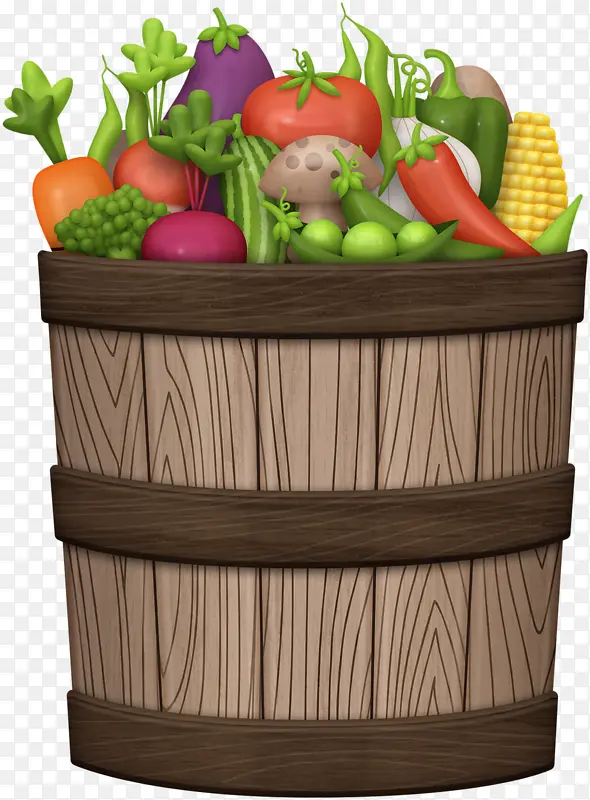 卡通盆装新鲜蔬菜海报背景