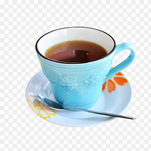 蓝色杯子姜母茶