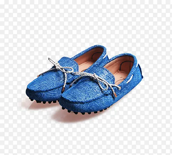蓝色格格豆豆鞋