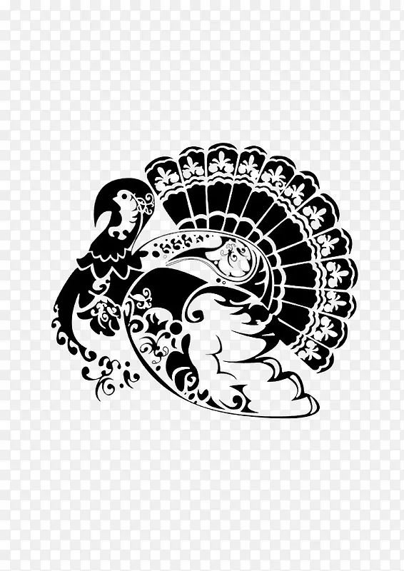 黑白孔雀开屏