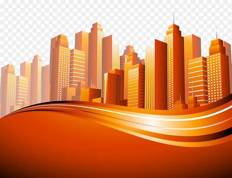 橙色城市建筑