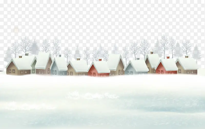 山中的雪地和房屋