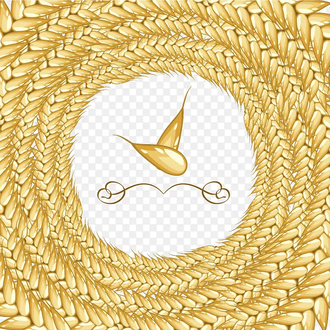 金黄色麦穗秋季丰收装饰矢量图