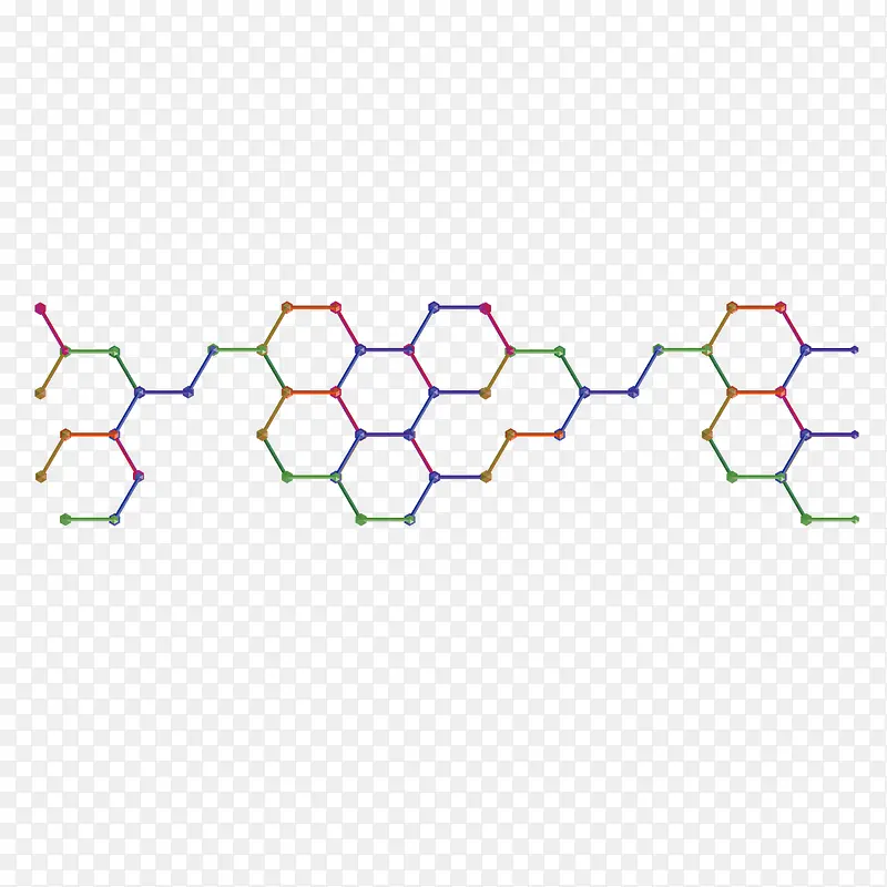 矢量彩色六边形格子网格