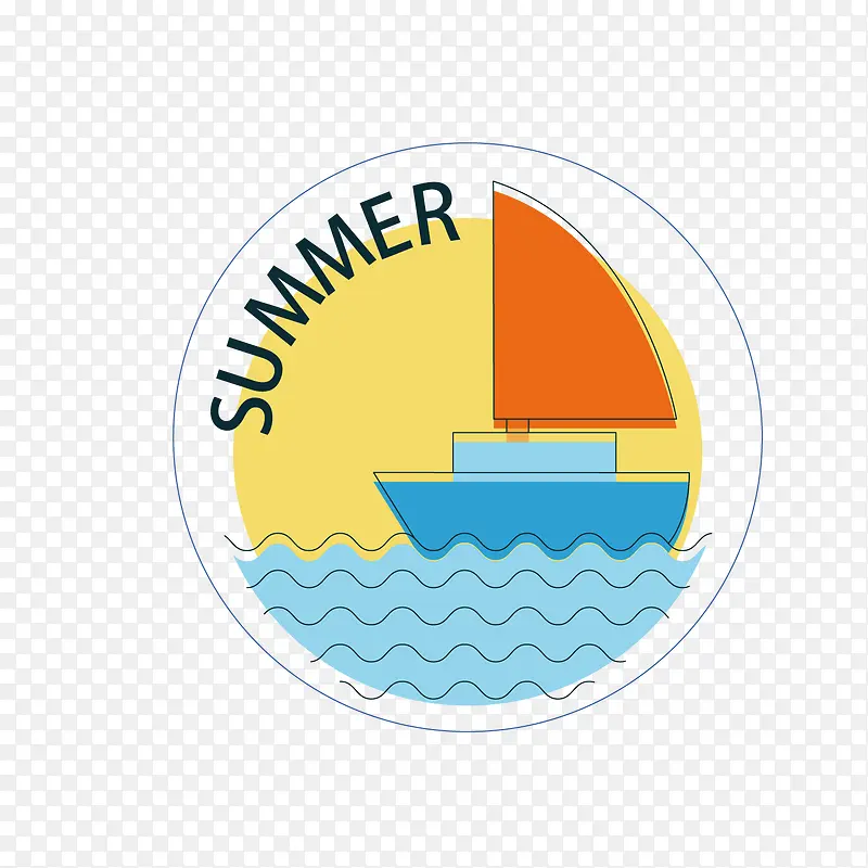 夏季帆船矢量图