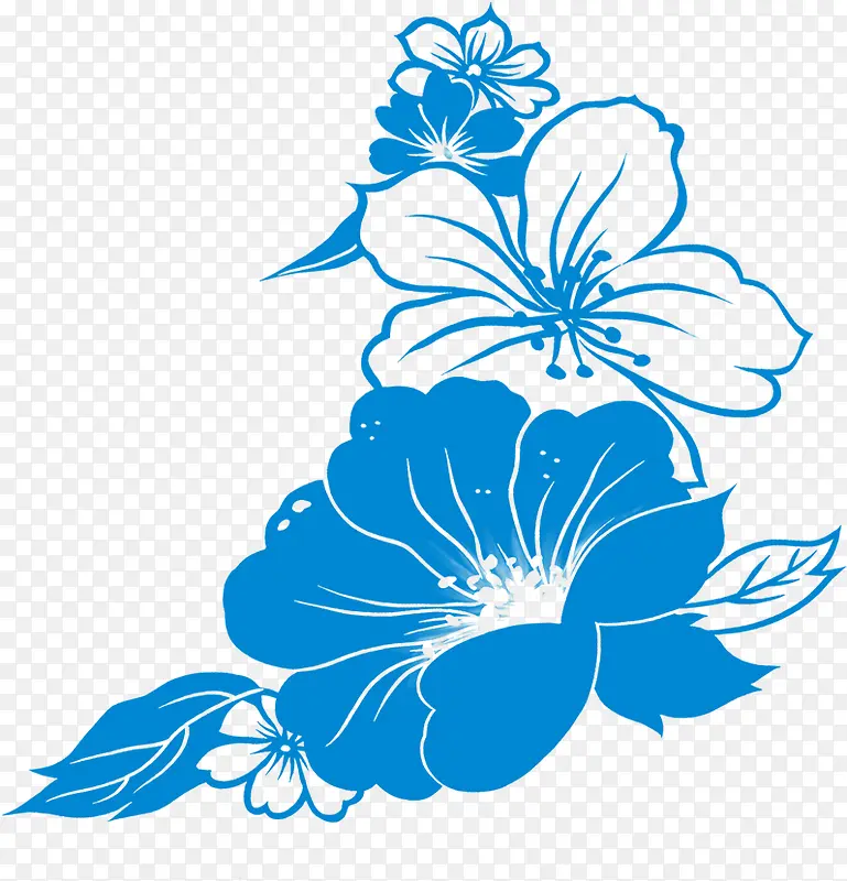 蓝色花卉冬之韵海报