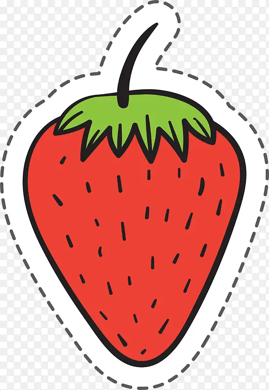 红色草莓水果食物卡通贴纸