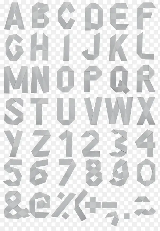 灰色纸质字母数字