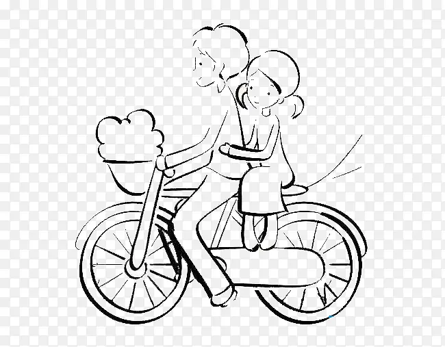 单车情侣简笔画