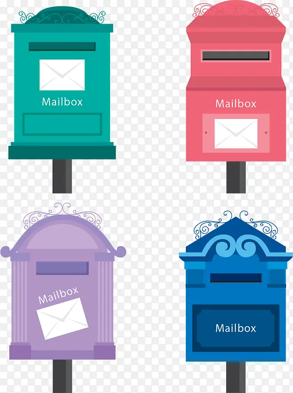 四种颜色复古邮箱