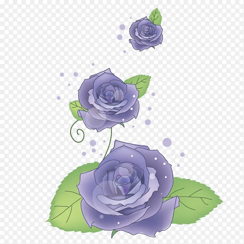 手绘紫色玫瑰矢量花