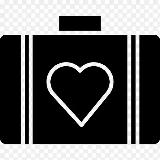 手提箱黑例心脏形状图标
