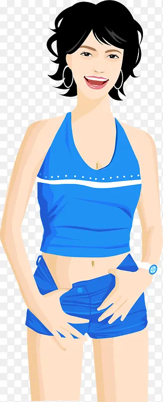 矢量手绘泳装美女