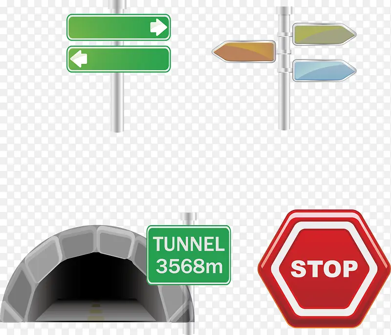 矢量手绘路标指示牌