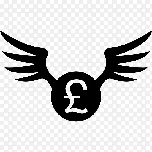 英镑的硬币带翅膀的图标