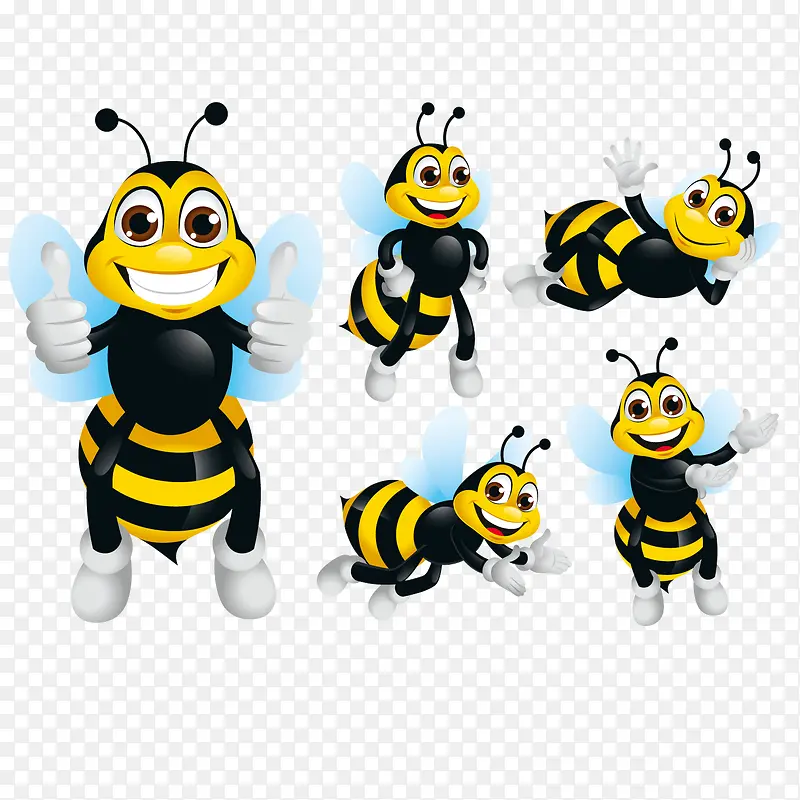 一群卡通人物小蜜蜂