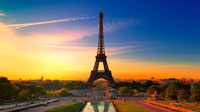 唯美日落巴黎铁塔