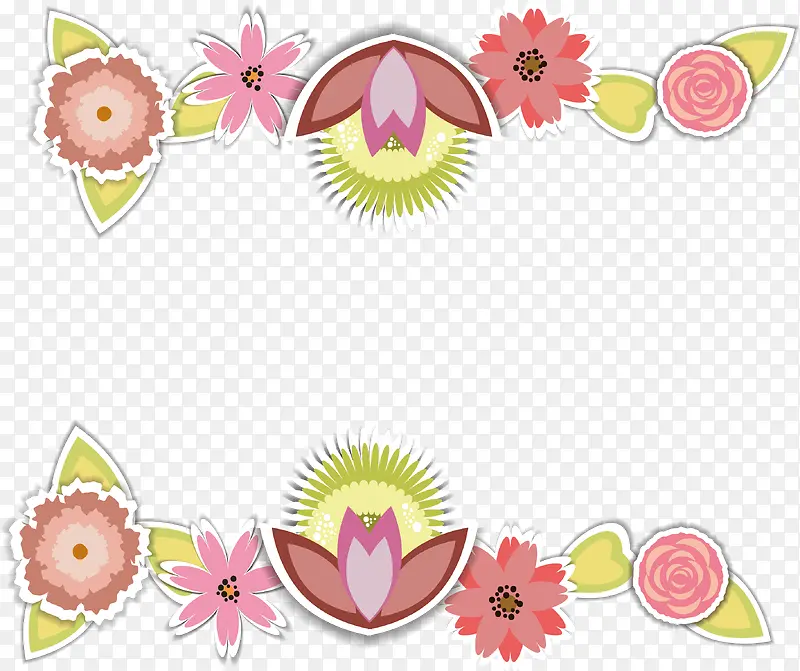 可爱卡通粉色花朵边框