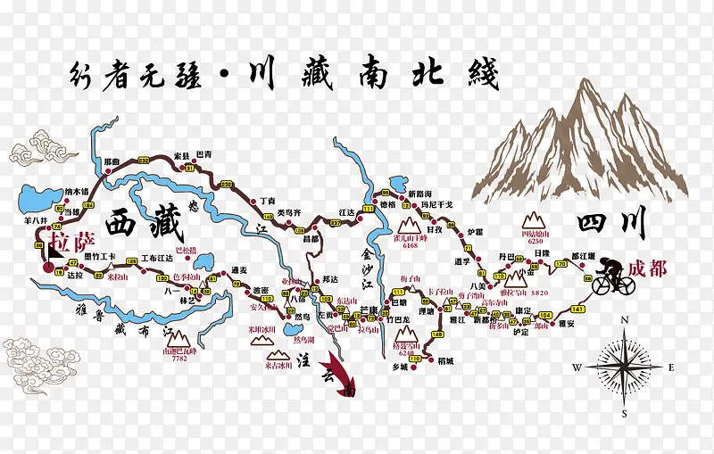 川藏骑行南北线路图设计