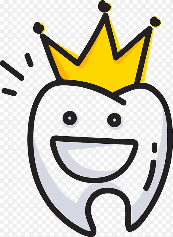 卡通手绘戴皇冠微笑的牙齿图