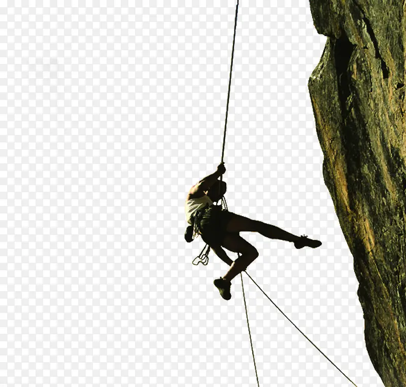 攀岩探险人物吊绳