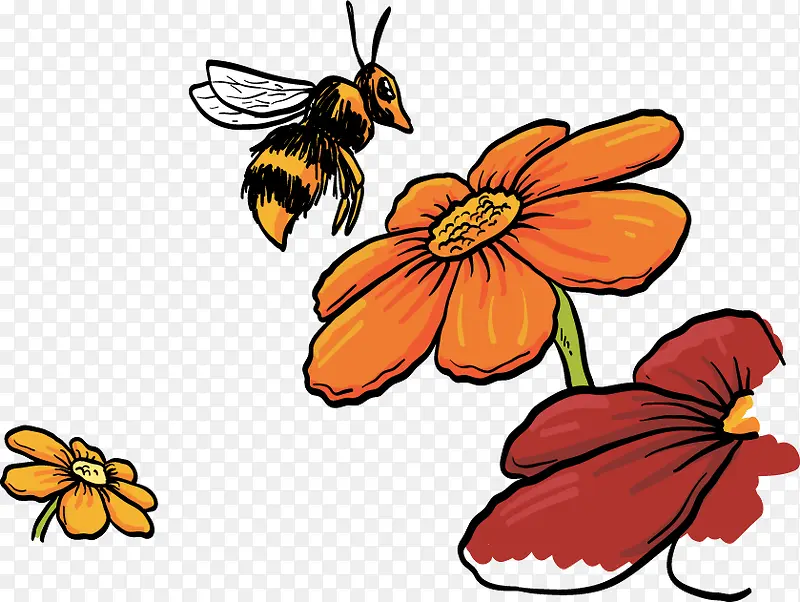 卡通采蜜的蜜蜂矢量素材