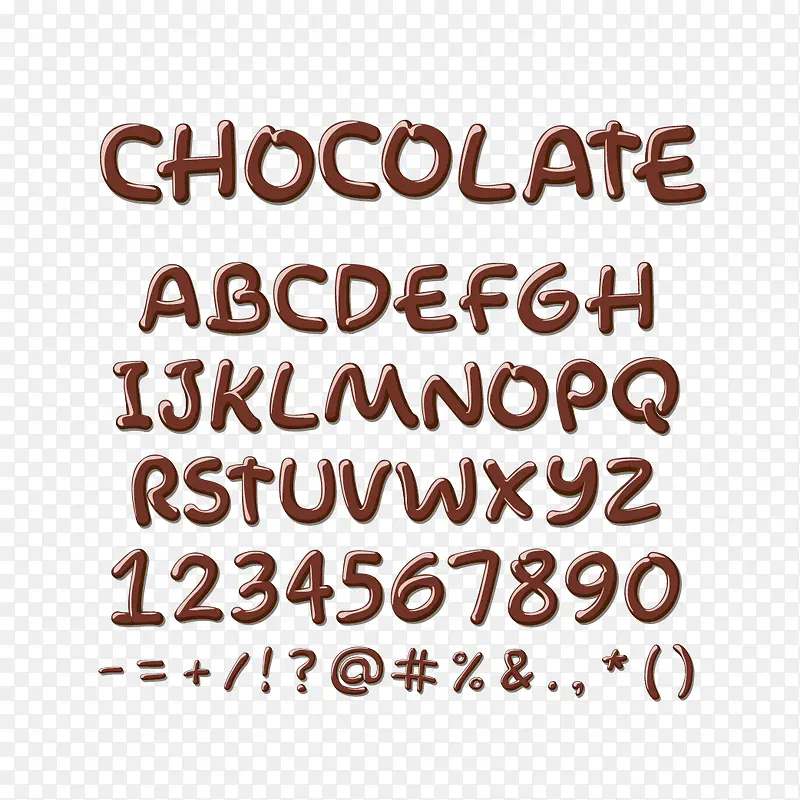 巧克力字母与数字矢量图下载