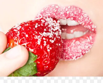 正在吃草莓的嘴