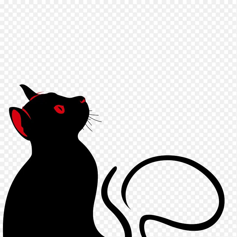 矢量黑色猫咪插画