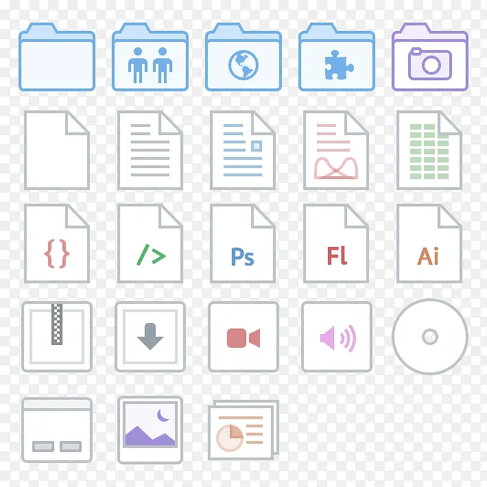 线型文件夹网页设计图标icon