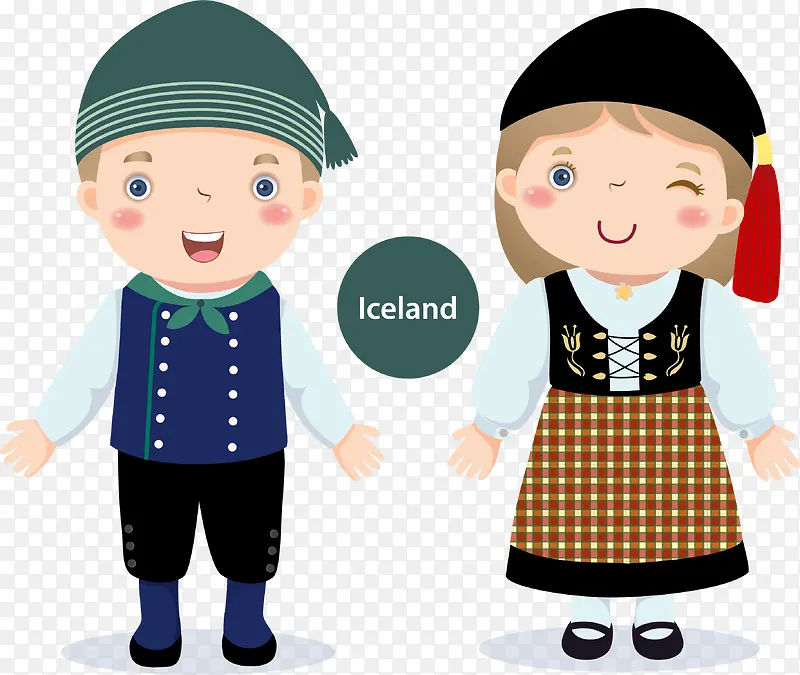 卡通冰岛儿童