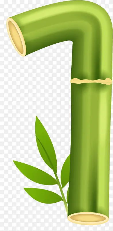 绿色竹子卡通数字1