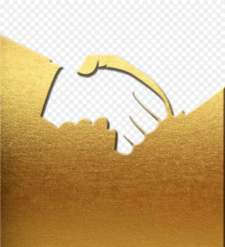 金色卡纸剪影两人握手