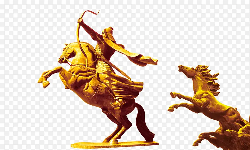 金色 骑马将军雕像