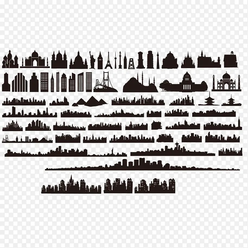 城市建筑剪影矢量图