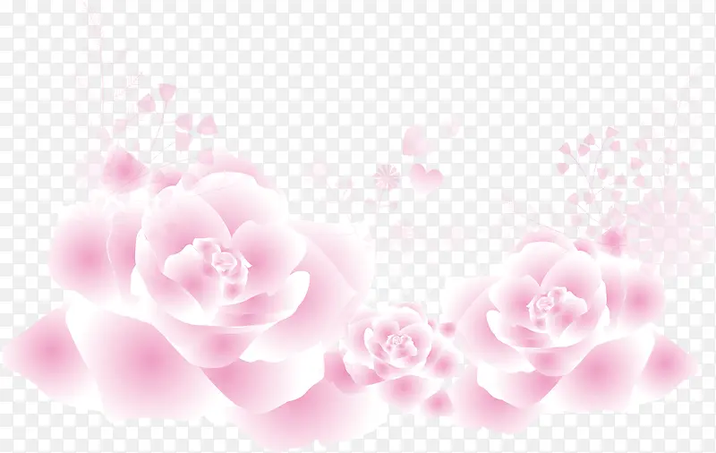 浪漫粉色玫瑰矢量图