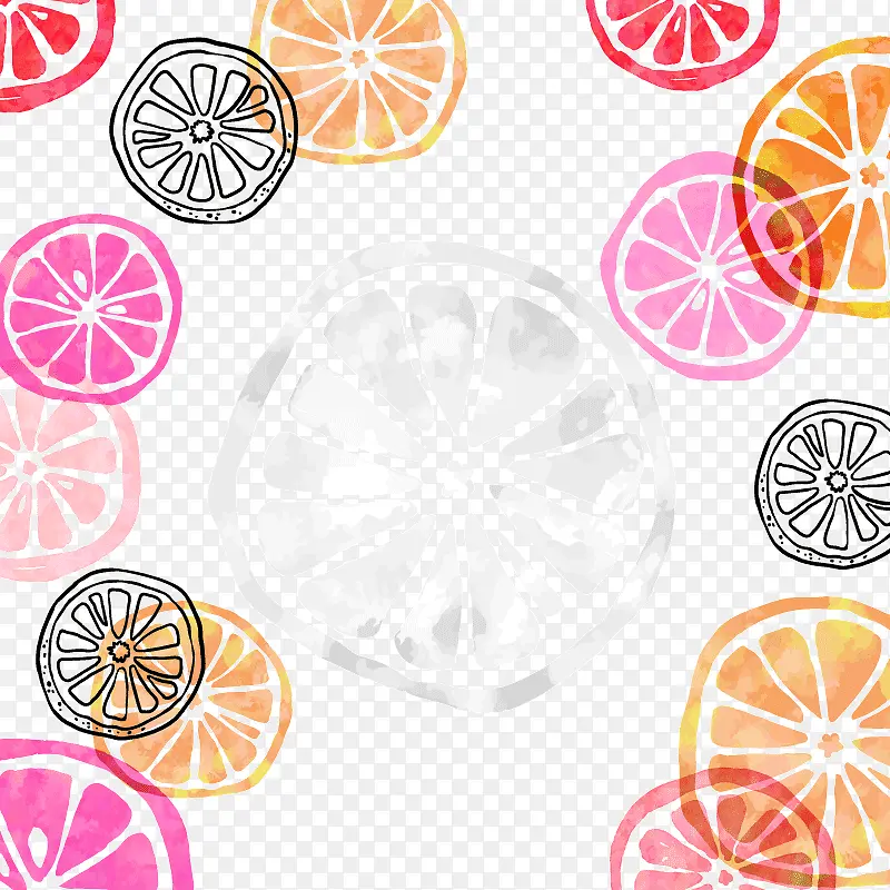 多彩简约柠檬片边框纹理