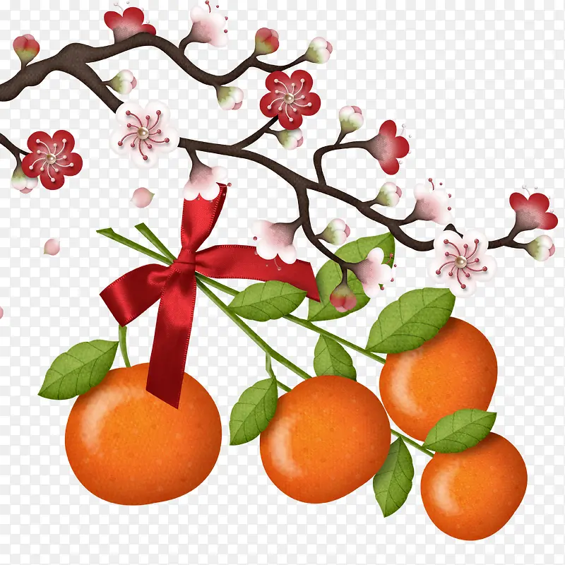 桃花和橘子