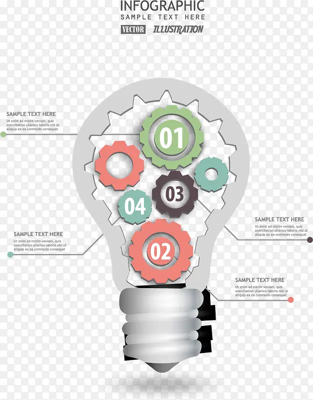 创意灯泡统计图素材