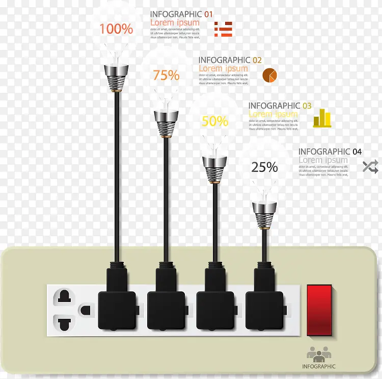 创意灯泡统计图素材