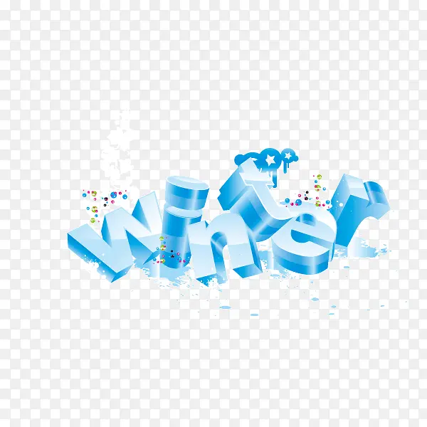 water 水 字母 立体字母淡蓝色