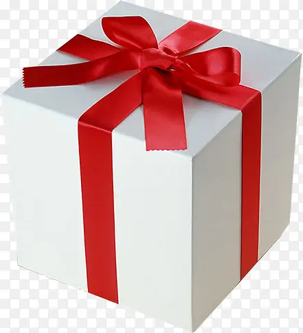白色正方形的礼物盒红色丝带