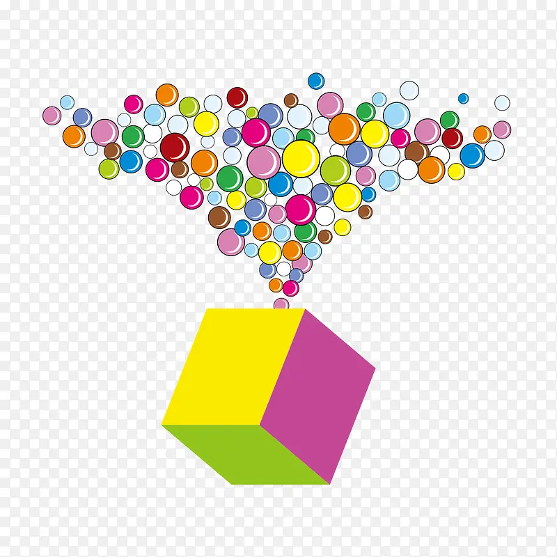 立体方块和彩色圆点