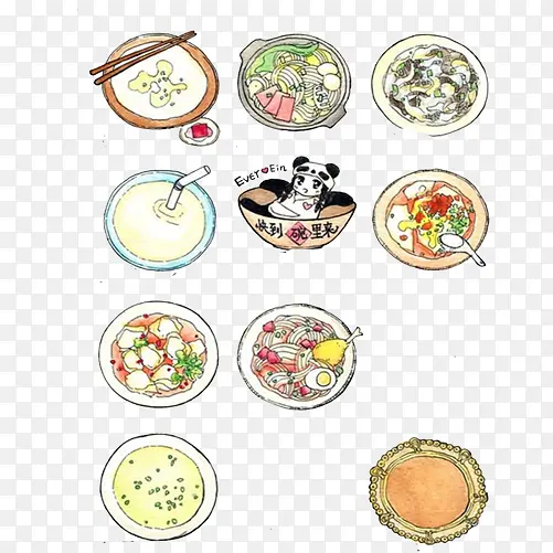 中国特色小吃手绘画素材图片