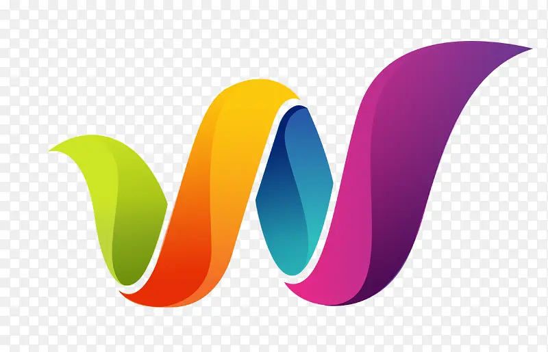 W型彩色logo设计