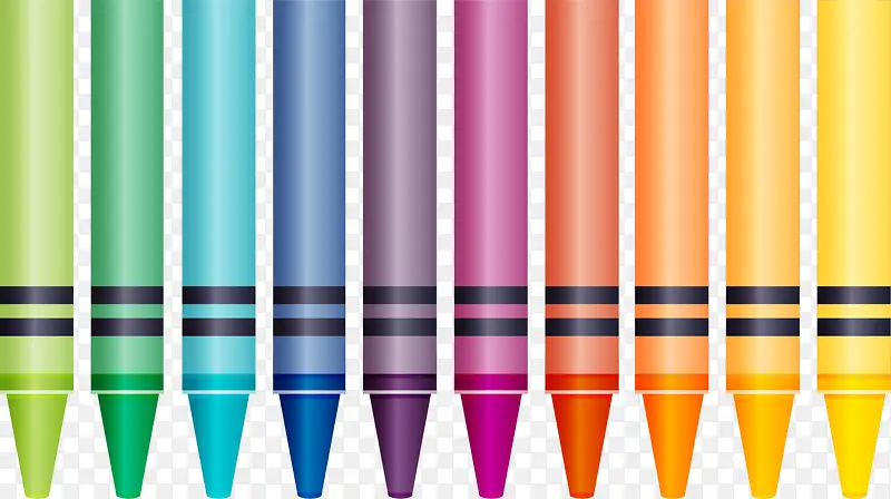 开学季多彩蜡笔画笔