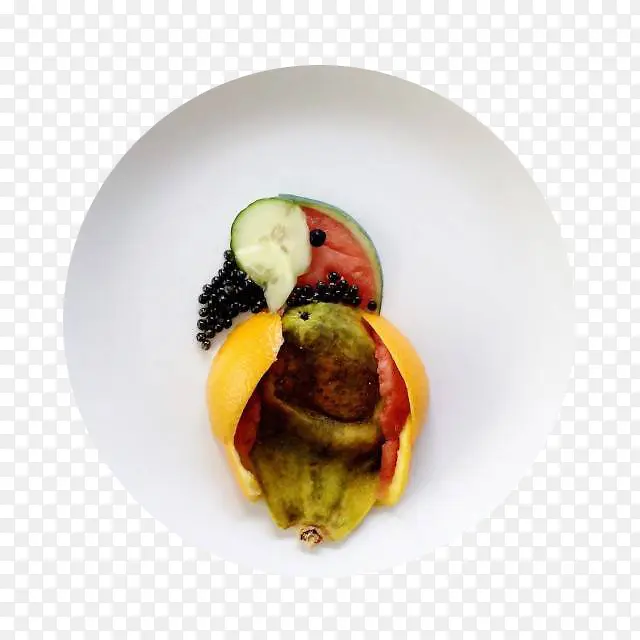 个性的鹦鹉状食物摆盘素材图片