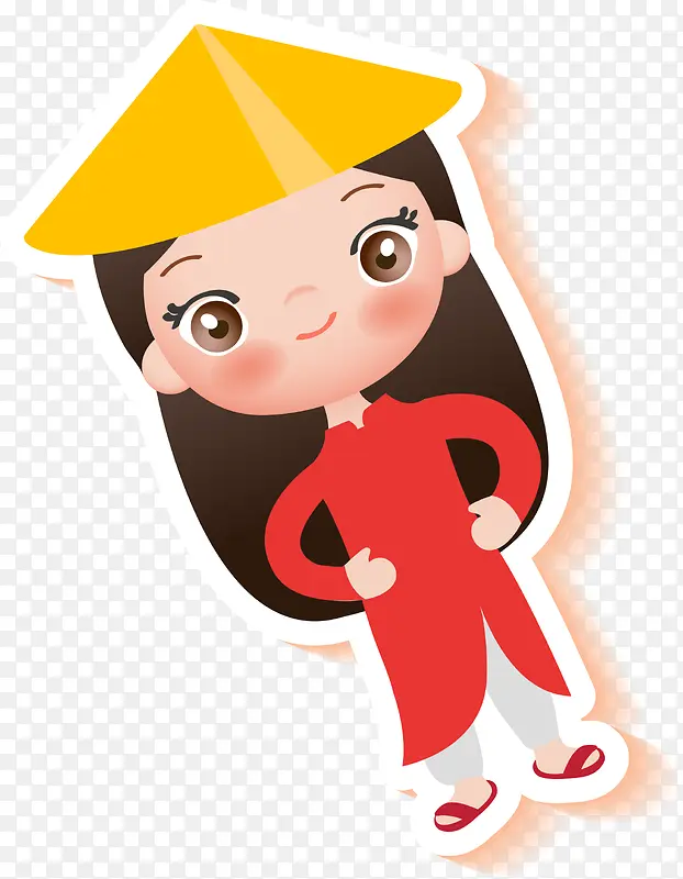 红色卡通民族风女孩