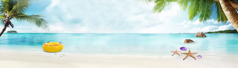 蓝色海洋淘宝清爽海报背景