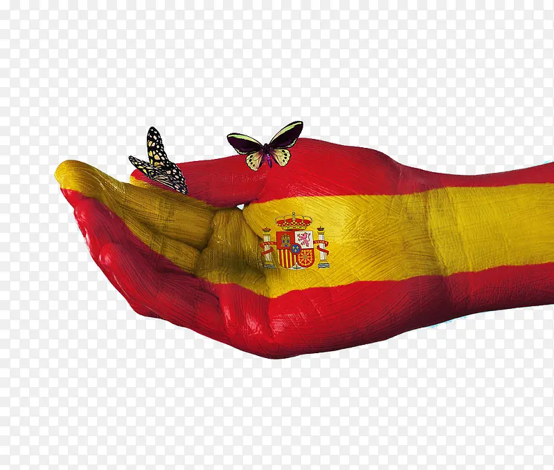 西班牙国旗手绘蝴蝶